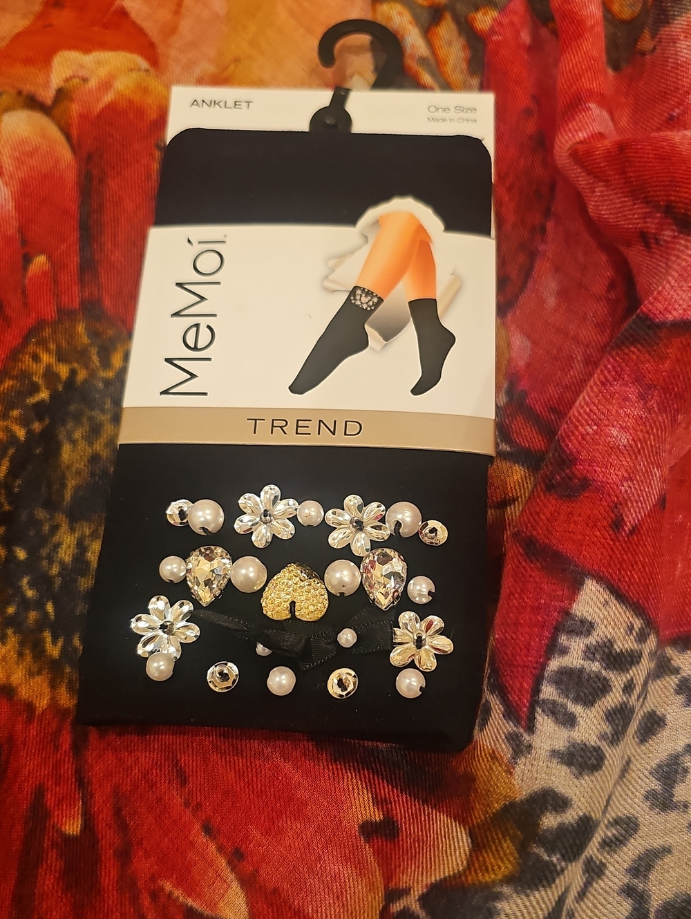 MeMoi Trend Black Embellished Anklet Set with Pearls & Crystals